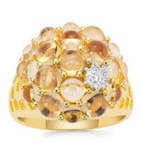  Diamantina Citrine Ring with White Zircon in Gold Plated Sterling Silver 4.42cts