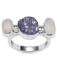 Tanzanite Ring with White Topaz in Sterling Silver 6.61cts