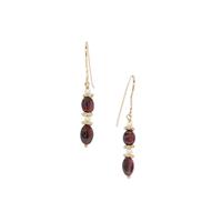 Rajasthan Garnet Earrings with Kaori Cultured Pearl in Gold Plated Sterling Silver 