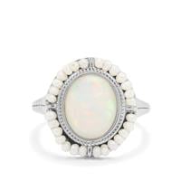 Ethiopian Opal Ring with Kaori Cultured Pearl in Sterling Silver