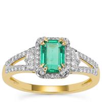 Panjshir Emerald Ring with Diamond in 18K Gold 1.15cts