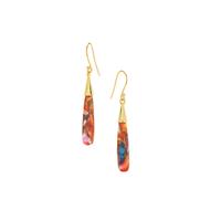 Multi-Color Oyster Copper Mohave Turquoise  Earrings in Gold Plated Sterling Silver 19.55cts