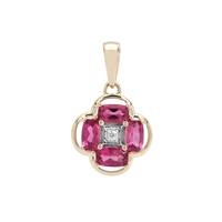 Nigerian Rubellite Pendant with White Zircon in 9K Gold 1cts