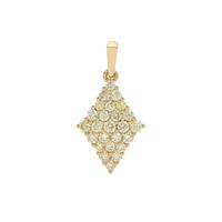 Natural Yellow Diamond Pendant in 9K Gold 1cts