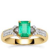 Panjshir Emerald Ring with Diamond in 18K Gold 1.40cts 