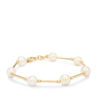 South Sea Cultured Pearl Bracelet in Gold Plated Sterling Silver (8MM)