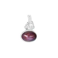 Bharat Star Ruby Pendant with White Zircon in Sterling Silver 2.37cts