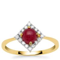 Greenland Ruby Ring with Canadian Diamond in 9K Gold 1cts