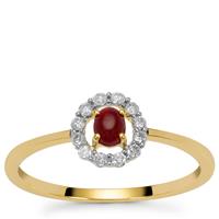 Greenland Ruby Ring with Canadian Diamond in 9K Gold 0.40ct