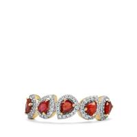 Tanzanian Ruby Ring with White Zircon in 9K Gold 1.40cts