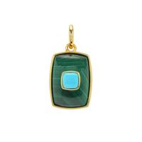 Sleeping Beauty Turquoise Pendant with Malachite in Gold Plated Sterling Silver 16.95cts