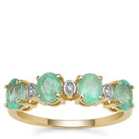 Siberian Emerald Ring with White Zircon in 9K Gold 1.30cts