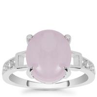 Type A Lavender Jadeite Ring with White Topaz in Sterling Silver 5.82cts
