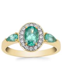 Botli Apatite Ring with White Zircon in 9K Gold 1.50cts