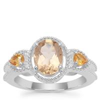 Bolivian Natural Champagne Quartz Ring with Diamantina Citrine in Sterling Silver 1.91cts
