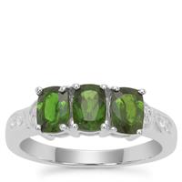 Chrome Diopside Ring with White Zircon in Sterling Silver 1.69cts