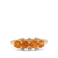 Mandarin Garnet Ring with Natural Zircon in 9K Gold 1.45cts
