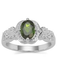 Chrome Diopside Ring with White Zircon in Sterling Silver 1.31cts