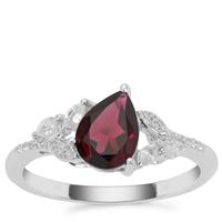 Octavian Garnet Ring with white Zircon in Sterling Silver 1.53cts