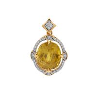 Ambilobe Sphene Pendant with Diamond in 18K Gold 4.35cts