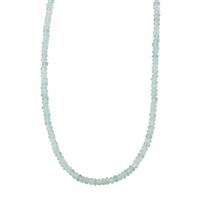 Aquamarine Graduated Bead Necklace with Magnetic Lock in Sterling Silver 42cts