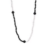 Kaori Cultured Pearl Necklace with Black Onyx (5.5mm)