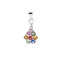 Rainbow Sapphire Pendant with White Zircon in Sterling Silver 0.75ct