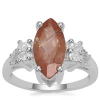 Guyang Sunstone Ring with White Zircon in Sterling Silver 3.03cts