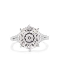 Efflorescence Optic Quartz Ring with White Zircon in Sterling Silver 7.70cts