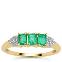 Panjshir Emerald Ring with White Zircon in 9K Gold 0.75ct