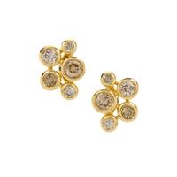 Ombre Champagne Diamond Earrings in 9K Gold 0.33ct