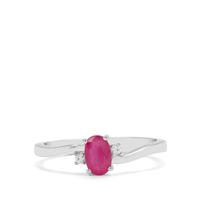 Kenyan Ruby Ring with White Zircon in Sterling Silver 0.65ct