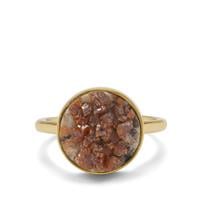 Drusy Vanadinite Ring in Gold Plated Sterling Silver 10cts