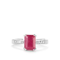 John Saul Ruby Ring with White Zircon in Sterling Silver 1.93cts