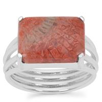 Red Horn Coral Ring in Sterling Silver 7cts