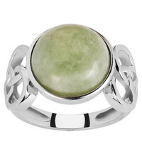 Moss-in-Snow Jade Ring in Sterling Silver 8.84cts