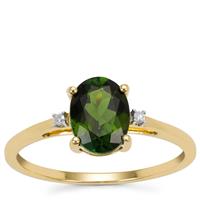 Congo Green Tourmaline Ring with Diamond in 9K Gold 1.20cts