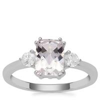 Goshenite Ring with White Zircon in Sterling Silver 1.64cts