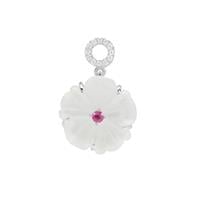 Optic Quartz, Ilakaka Hot Pink Sapphire Pendant with White Zircon in Sterling Silver 13cts
