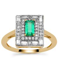 Panjshir Emerald Ring with White Zircon in 9K Gold 1.25cts