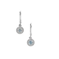  Ratanakiri Blue Zircon Earrings with White Topaz in Sterling Silver 1cts