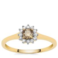 Cape Champagne Diamond Ring with White Diamonds in 9K Gold 0.40ct