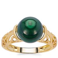 Congo Malachite Ring in Gold Tone Sterling Silver 9cts