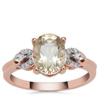 Peacock Parti Oregon Sunstone Ring with White Zircon in 9K Rose Gold 1.83cts