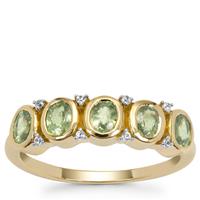 Green Dragon Demantoid Garnet Ring with White Zircon in 9K Gold 1.15cts
