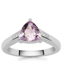 Rose du Maroc Amethyst Ring with Diamond in Sterling Silver 1.50cts