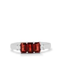 Rajasthan Garnet Ring with White Zircon in Sterling Silver 1.40cts