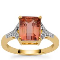 Blush Tourmaline Ring with Diamonds in 18K Gold 4.05cts
