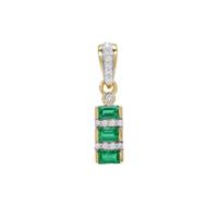 Panjshir Emerald Pendant with Diamond in 18K Gold 0.35ct
