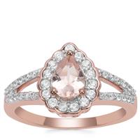 Zambezia Morganite Ring with White Zircon in Rose Gold Plated Sterling Silver 1.02cts